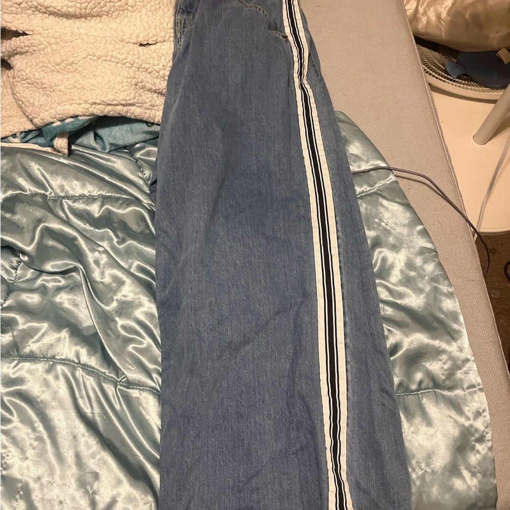 Zumiez Blue Denim Jeans with White Accents